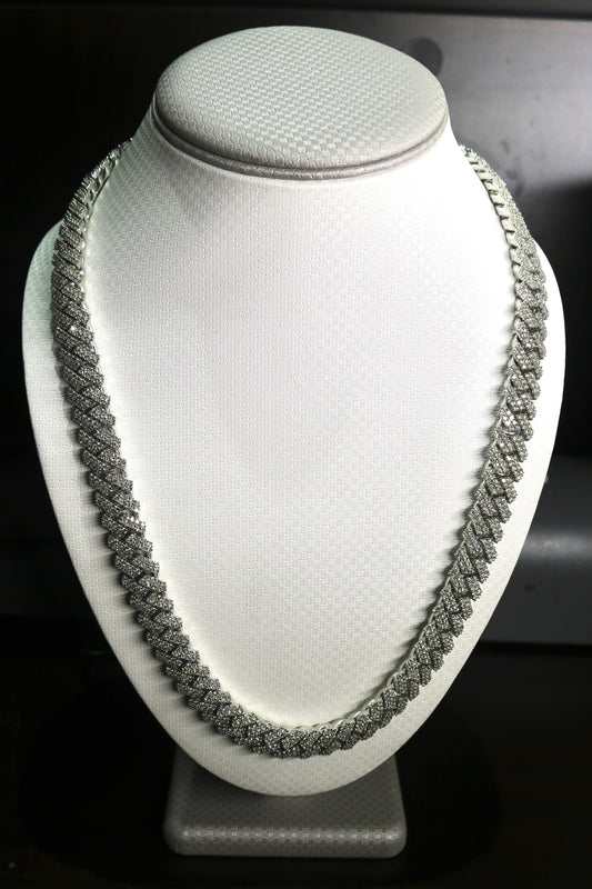 10K White Gold 29CTW Diamond 201.19 Grams Cuban Necklace