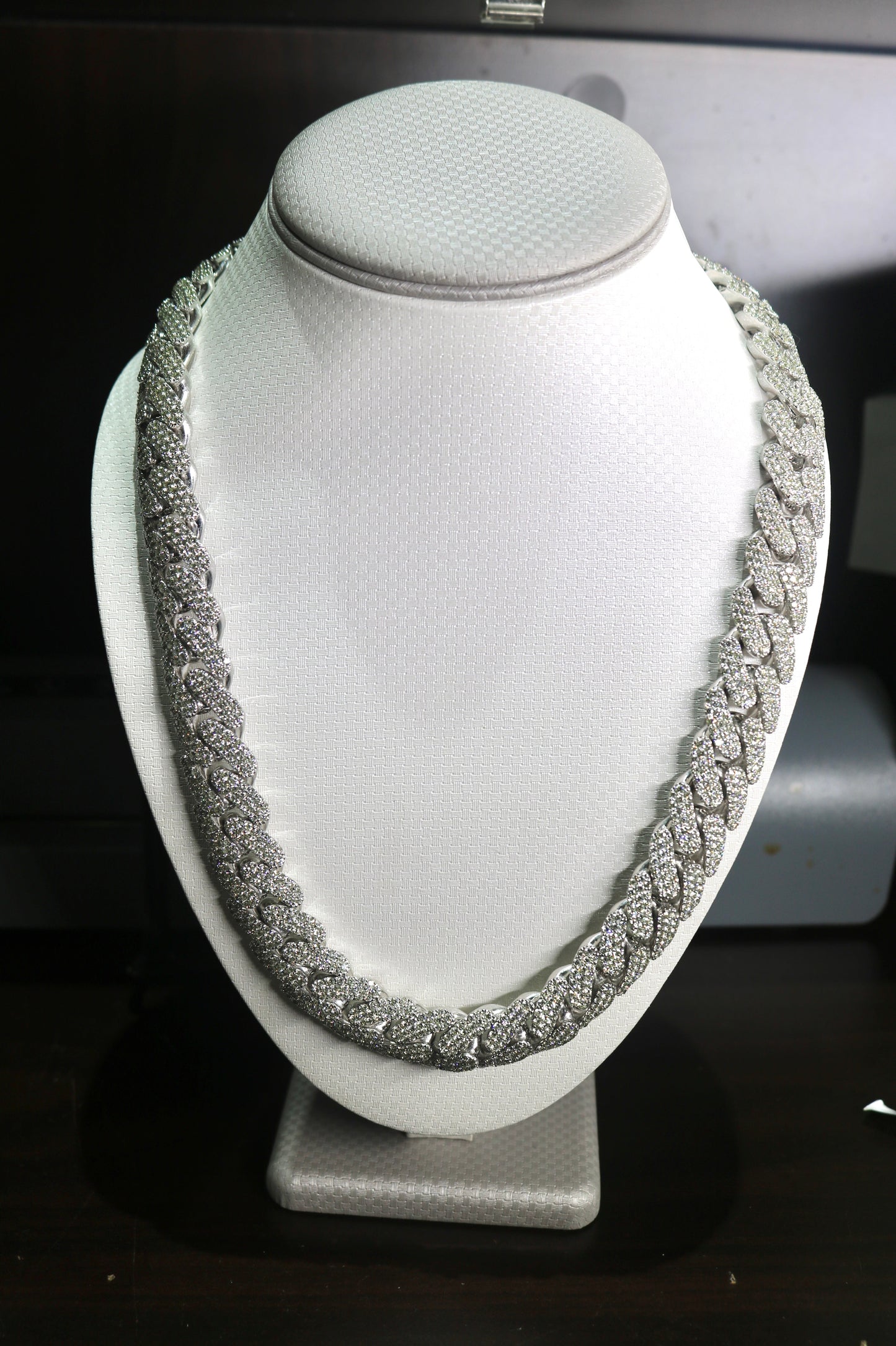 10K White Gold 49CT Diamond 16MM 22" 365.9 Grams Cuban Necklace