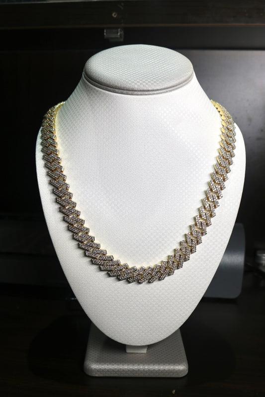 10K Yellow Gold 29CT Diamond 15MM 22" 197 Grams Cuban Necklace