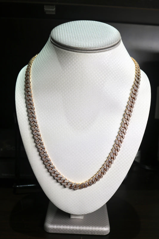 10K Rose Gold 15.5CT Diamond 22" 8MM 72 Grams Cuban Necklace