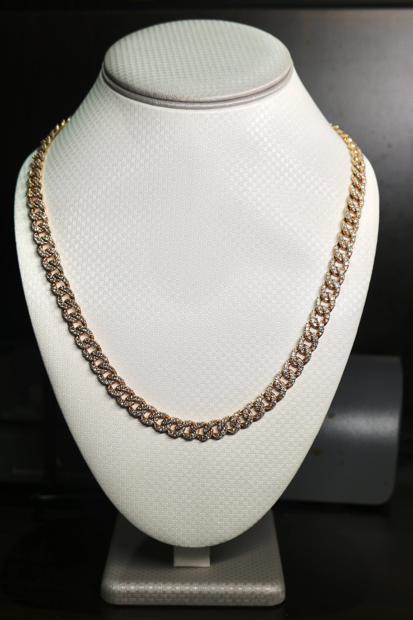 10K Rose Gold 15.5CT Diamond Cuban Necklace