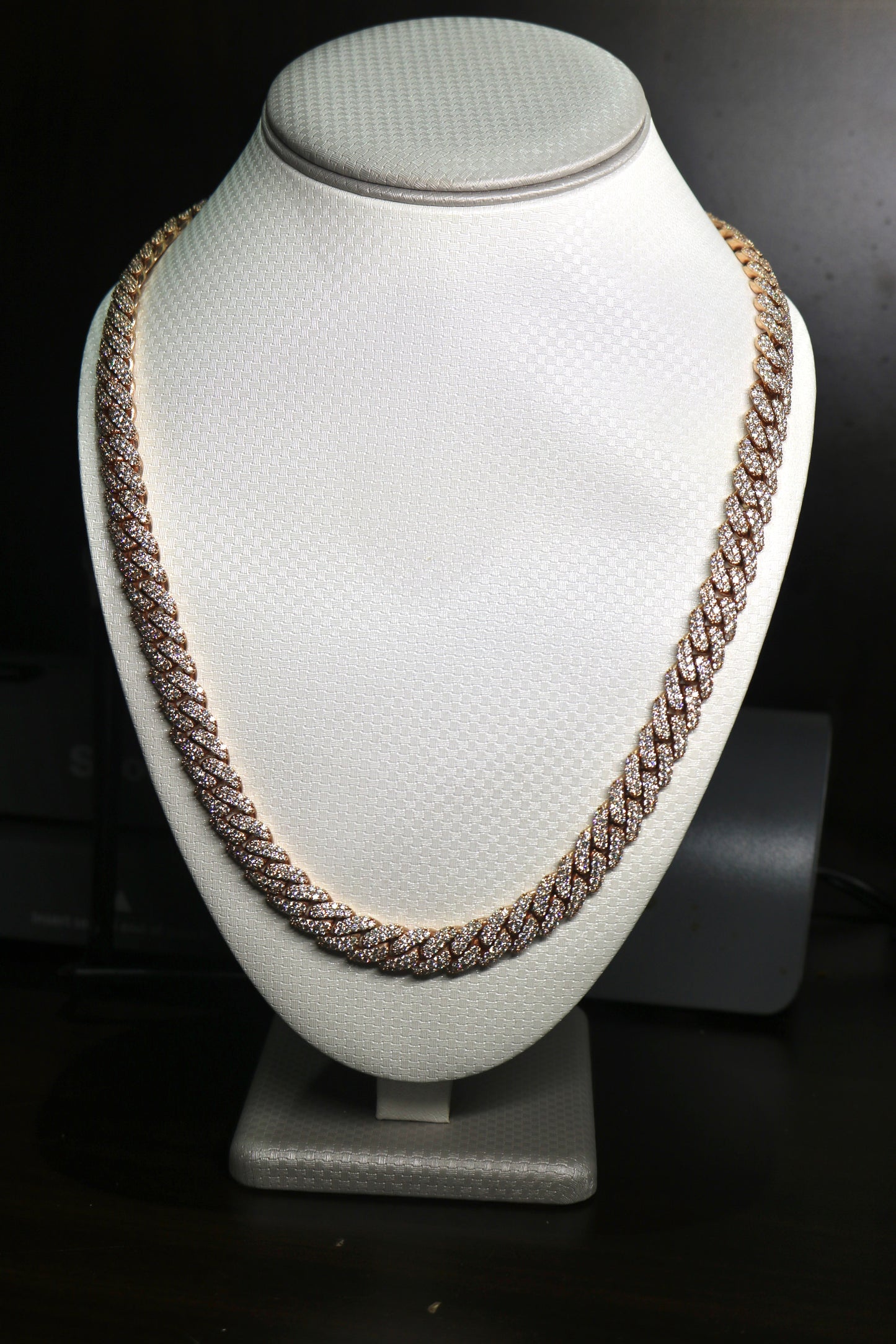 10K Rose Gold 28.5CT Diamond 137.06 Grams Cuban Necklace