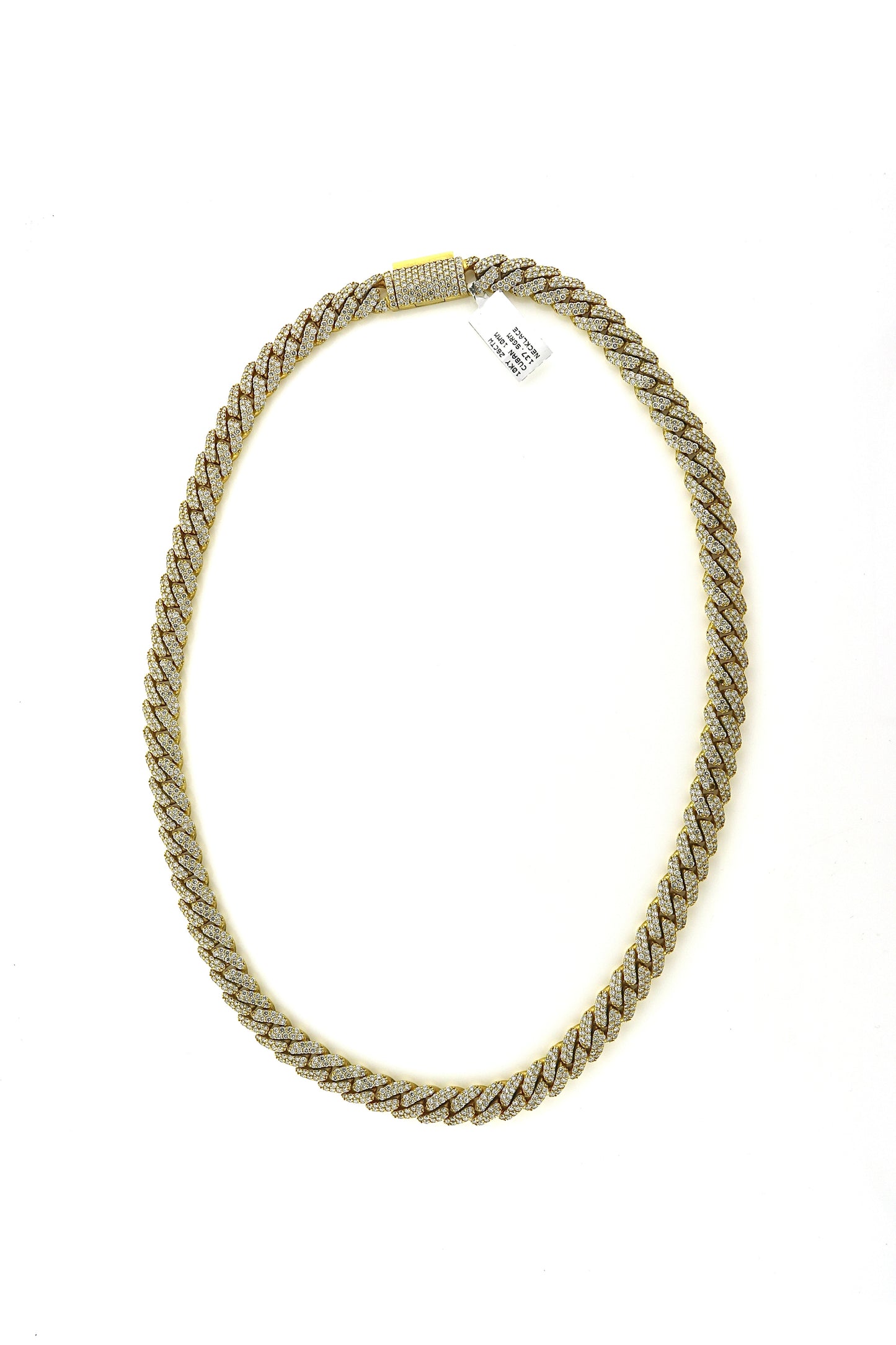 10K Yellow Gold 28CTW Diamond 10MM 137.9 Grams Cuban Necklace