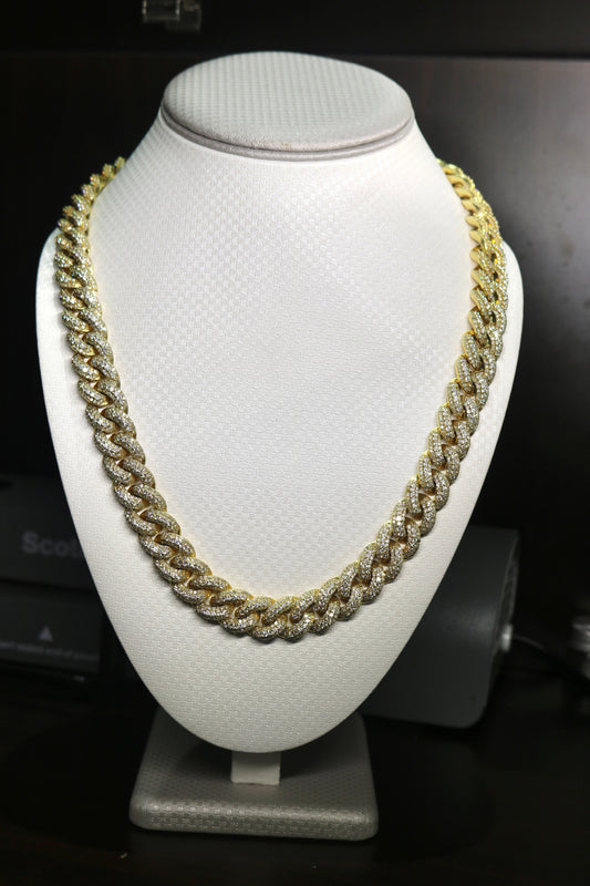 14K Yellow Gold 41.3CTW Diamond 230 Grams Cuban Necklace