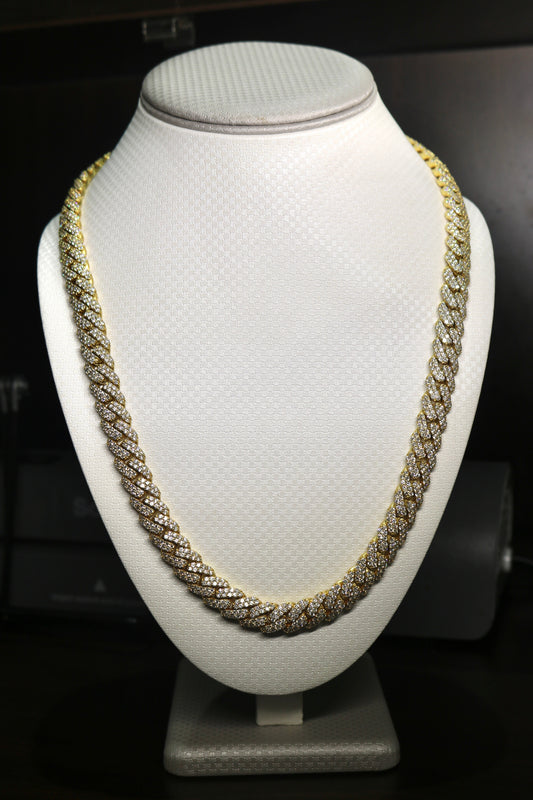 10K Yellow Gold 28CTW Diamond 10MM 137.9 Grams Cuban Necklace