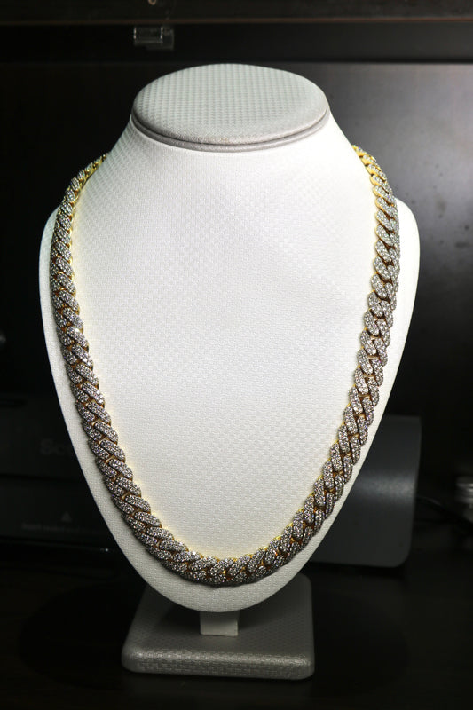 10K Yellow Gold 35CTW Diamond 186.6 Grams Cuban Necklace