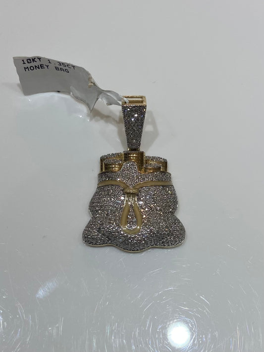 10K Yellow Gold 1.35CT Money Bag Charm