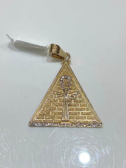 14K Yellow Gold 0.10CT 9.7GRM Cross Triangle Charm