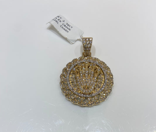 10K Yellow Gold 2.70CT Rolex Crown Bezel Setting Charm