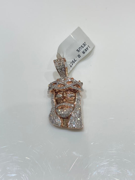 14K Rose Gold 0.75CT Jesus Charm