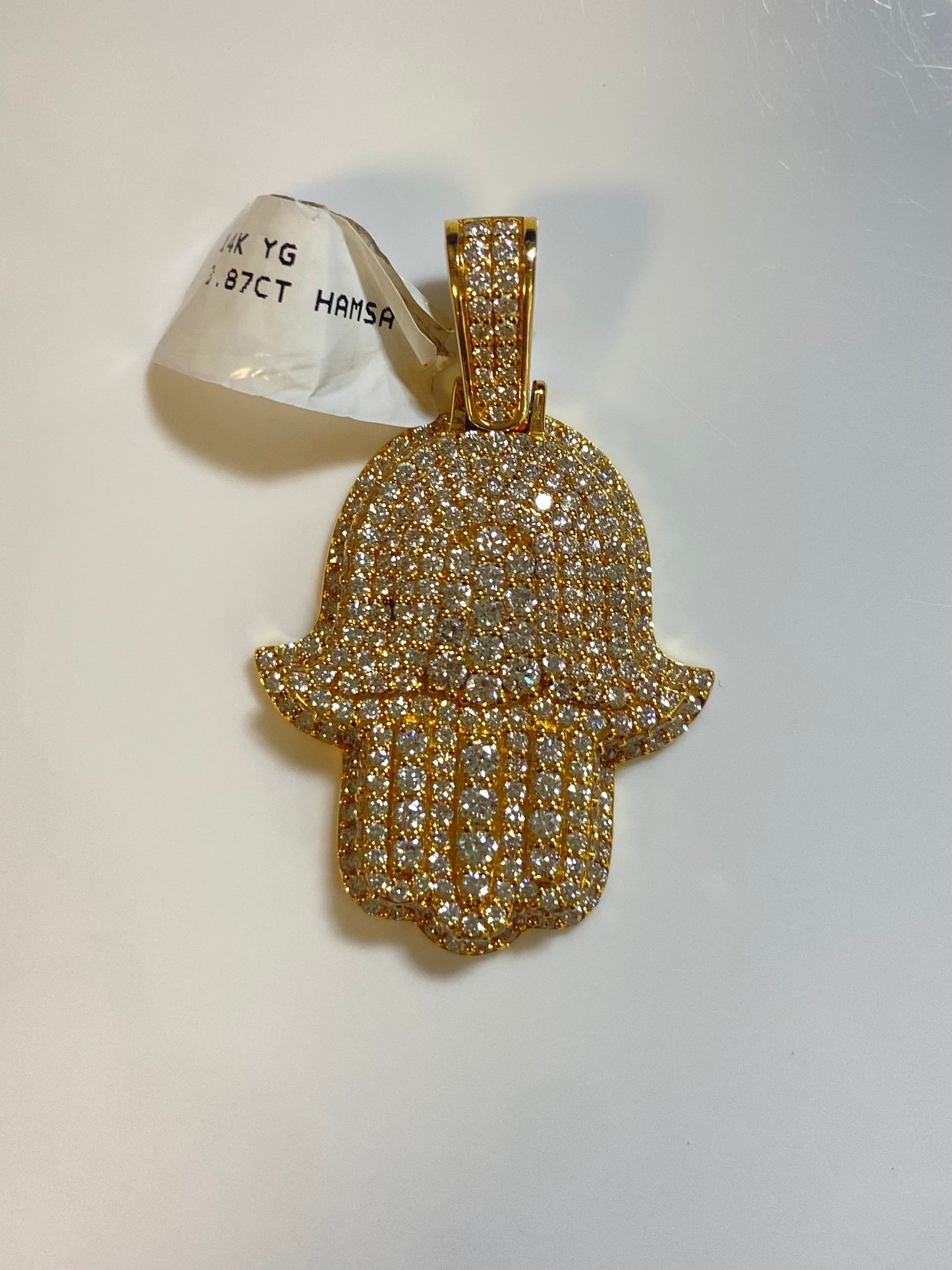 14K Yellow Gold 3.87CT Hamsa Charm