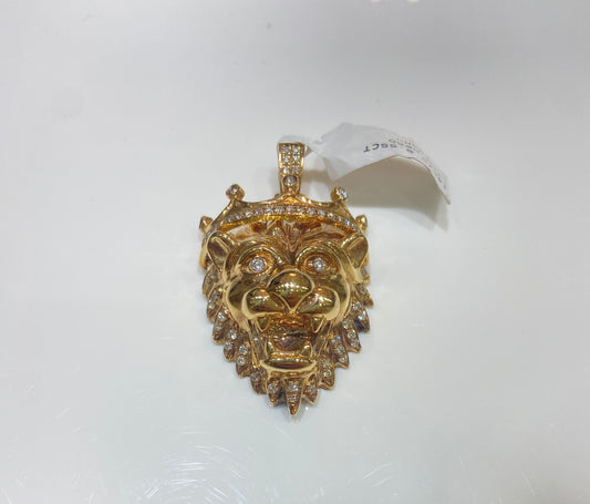 14K Yellow Gold 0.55CT 25.44GRM Lion Head Charm