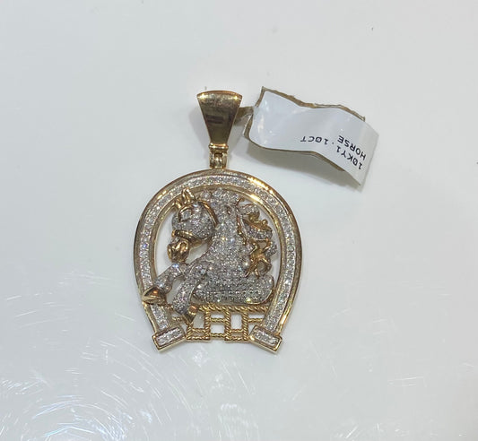 10K Yellow Gold 1.10CT Horse Charm