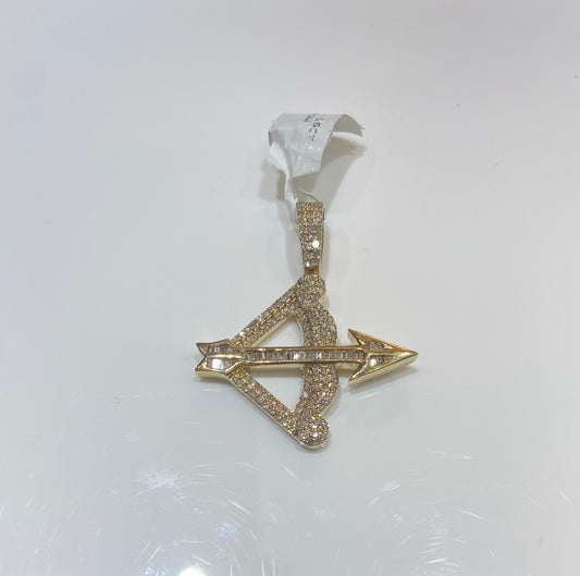 10K Yellow Gold 1.15CT Bow Arrow Charm