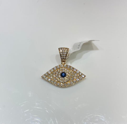 10K Yellow Gold 1.15CT Evil Eye Charm