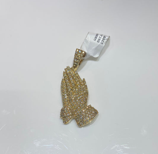 10K Yellow Gold 2.65CT Praying Hand Charm