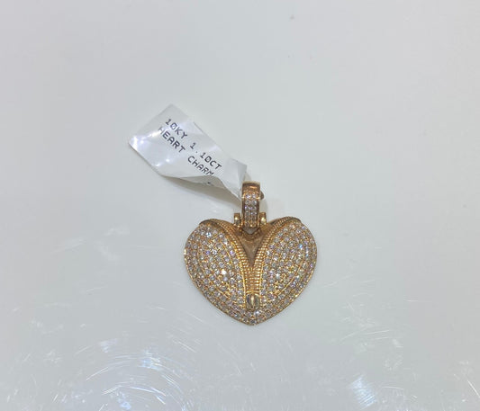 10K Yellow Gold 1.10CT Heart Charm