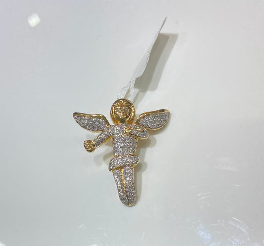 10K Yellow Gold 1.15CTW Angel Charm