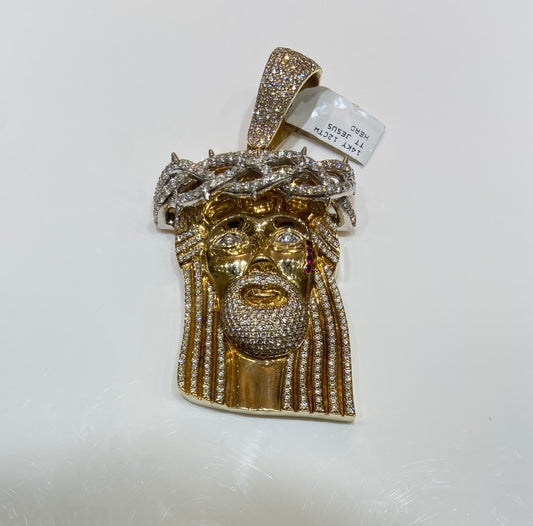 14K Yellow Gold 12CTW TT Jesus Head Charm