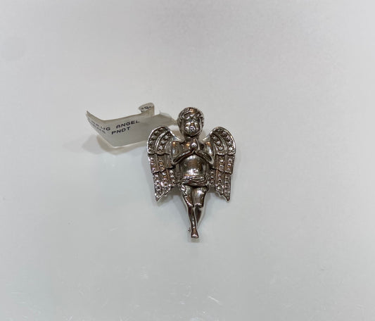 10K White Gold Angel Pendent