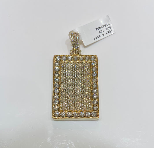 10K Yellow Gold 6.85CT Diamond Dog Tag Charm