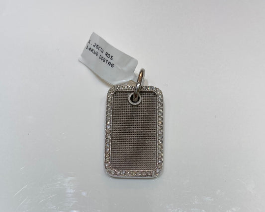 14K White Gold 1.25CTW Rounds Dog Tag