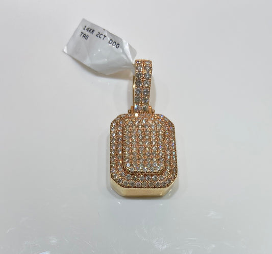 14K Rose Gold 2CT Dog Tag