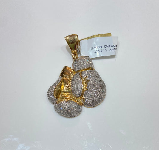 10K Yellow Gold 1.35CT Boxing Glove Charm