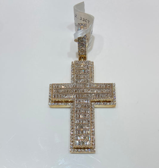 10K Yellow Gold 2.33CT Cross Charm