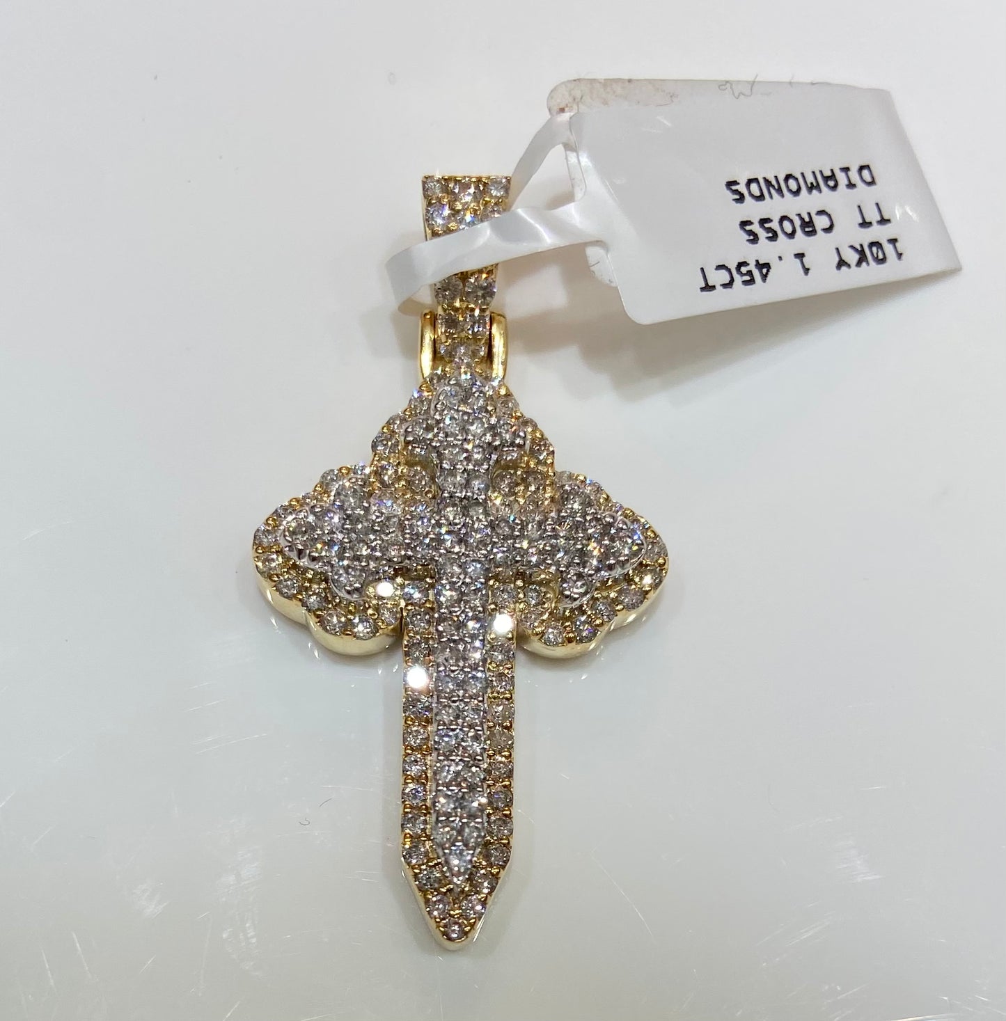 10K Yellow Gold 1.45CT TT Diamond Cross Charm