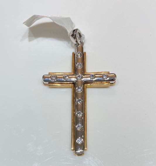 14K TT 0.50CT Cross Charm