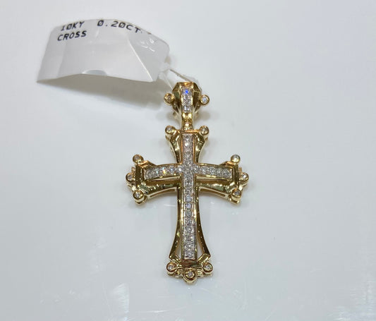 10K Yellow Gold 0.20CT Cross Charm