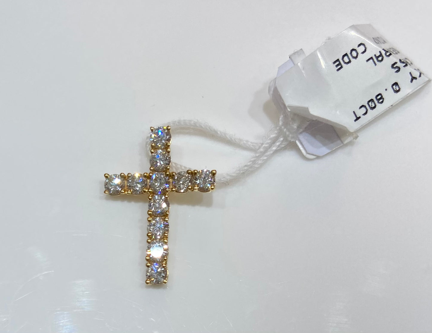 18K Yellow Gold 0.80CT Cross Charm