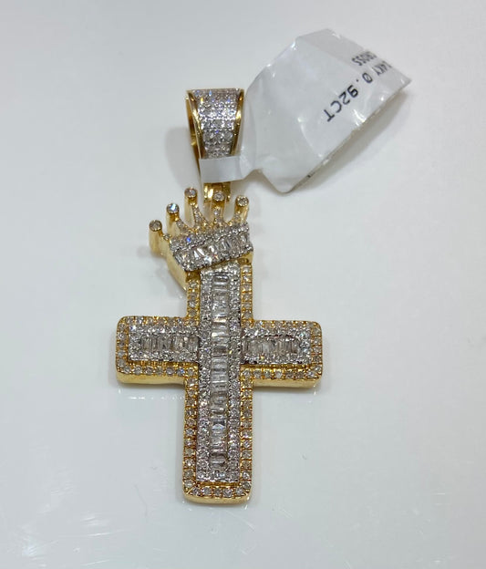 14K Yellow Gold 0.92CT Cross Charm