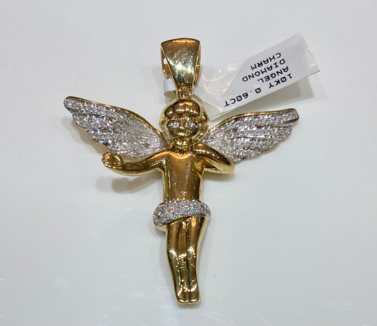 10K Yellow Gold 0.60CT Angel Diamond Charm