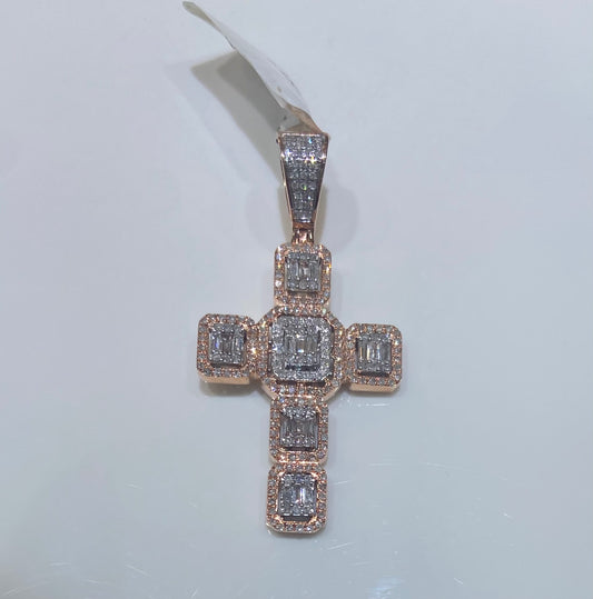 14K Rose Gold 0.82CT Cross Charm