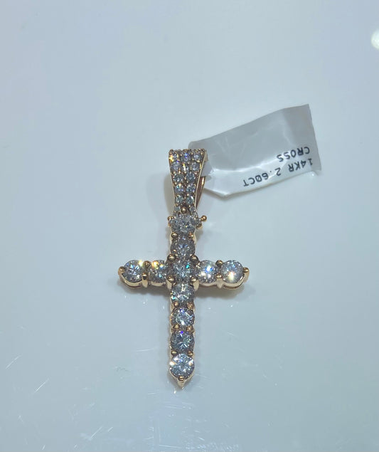 14K Rose Gold 2.60CT Cross Charm