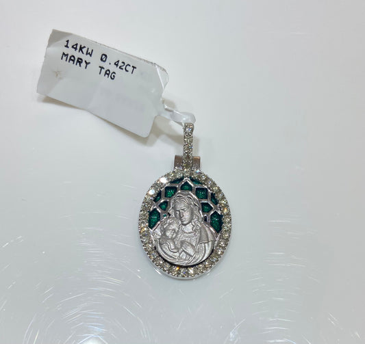 14K White Gold 0.32CT Mary Tag