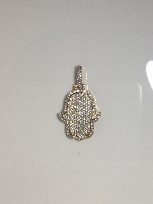 14K Rose White 3.10CT Hamsa Charm