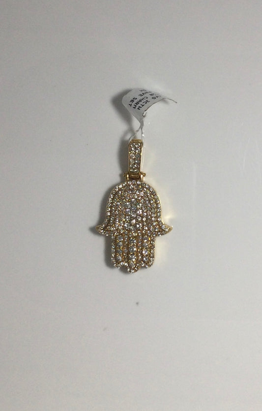 14K Yellow Gold 3CTW Hamsa Charm