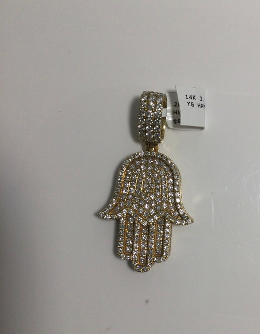 14K Yellow Gold 3.50CT Hamsa Charm