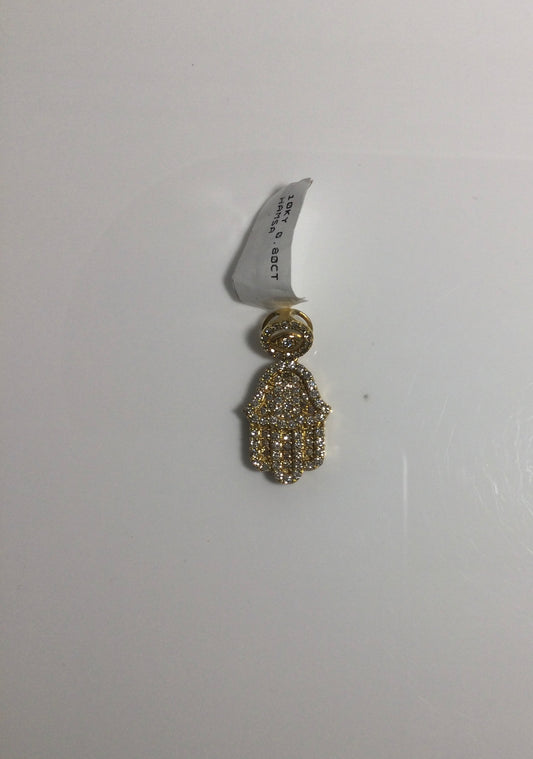 10K Yellow Gold 0.80CT Hamsa Charm