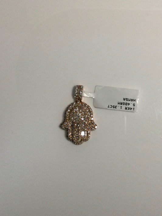 14K Rose Gold 1.35CT 5.40GRM Hamsa Charm