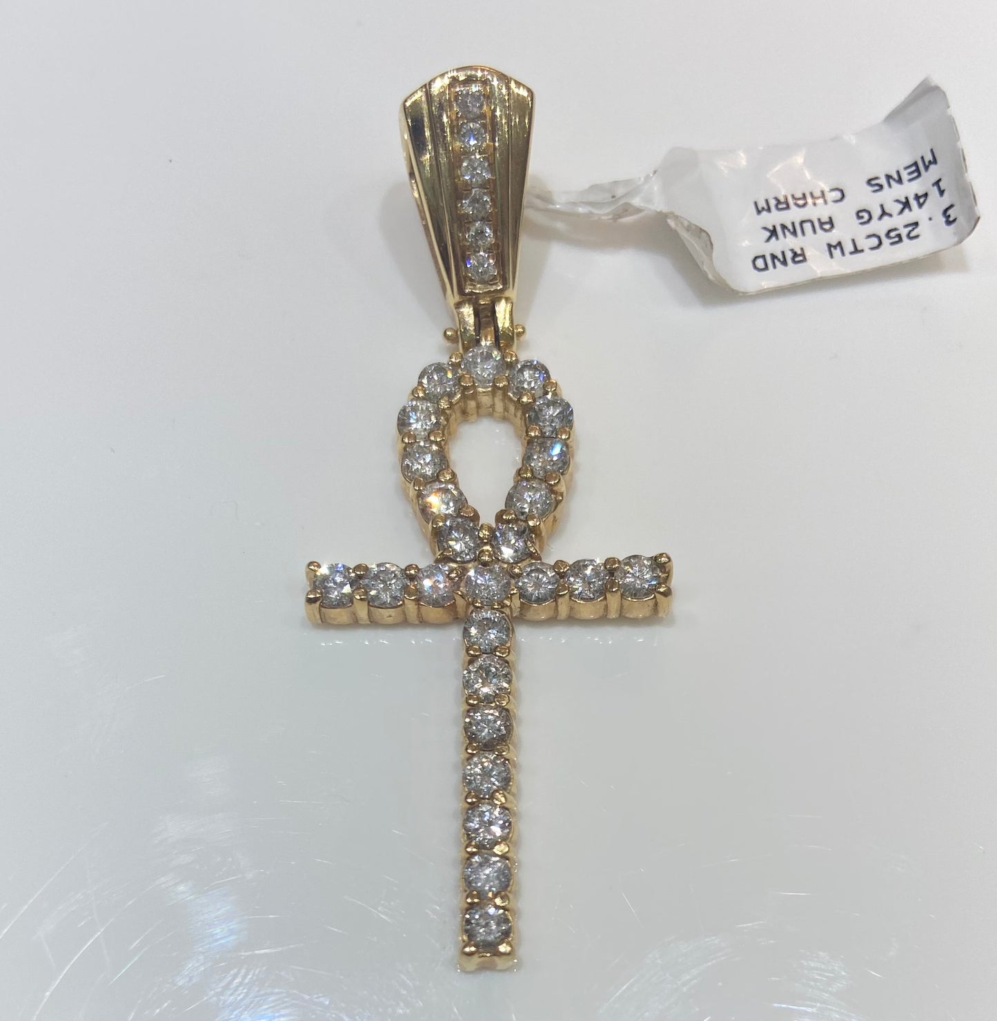 14K Yellow Gold 3.25CTW Ankh Charm