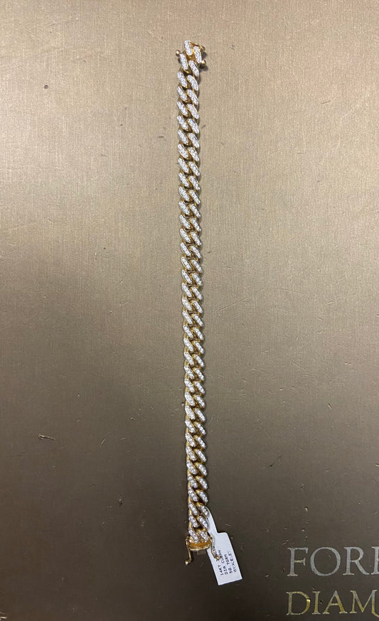 14K Yellow Gold 3.5CTW Diamond Cuban Bracelet