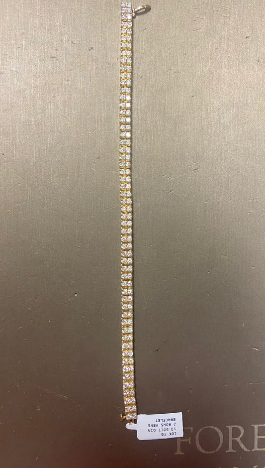 10K Yellow Gold 13.50CT 2 Row Bracelet