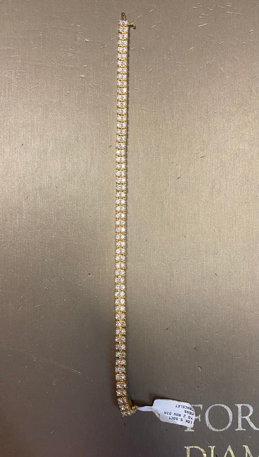 10K Yellow Gold 5.50CT 2 Row Bracelet