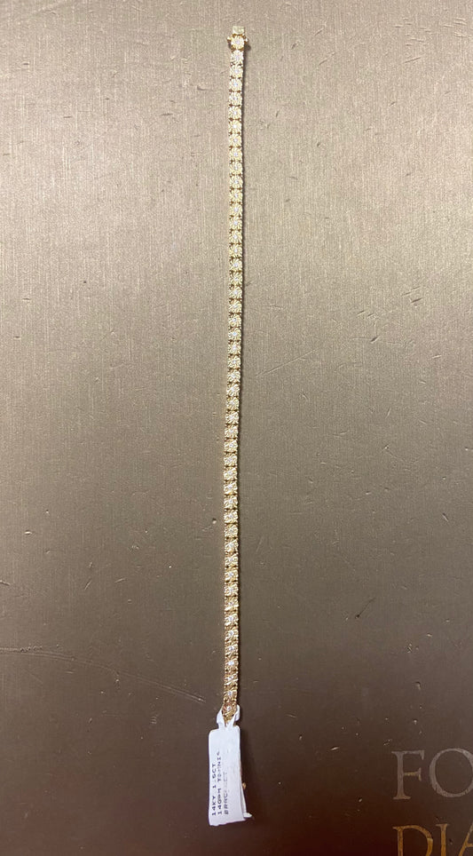 14K Yellow Gold  1.5CT Tennis Bracelet