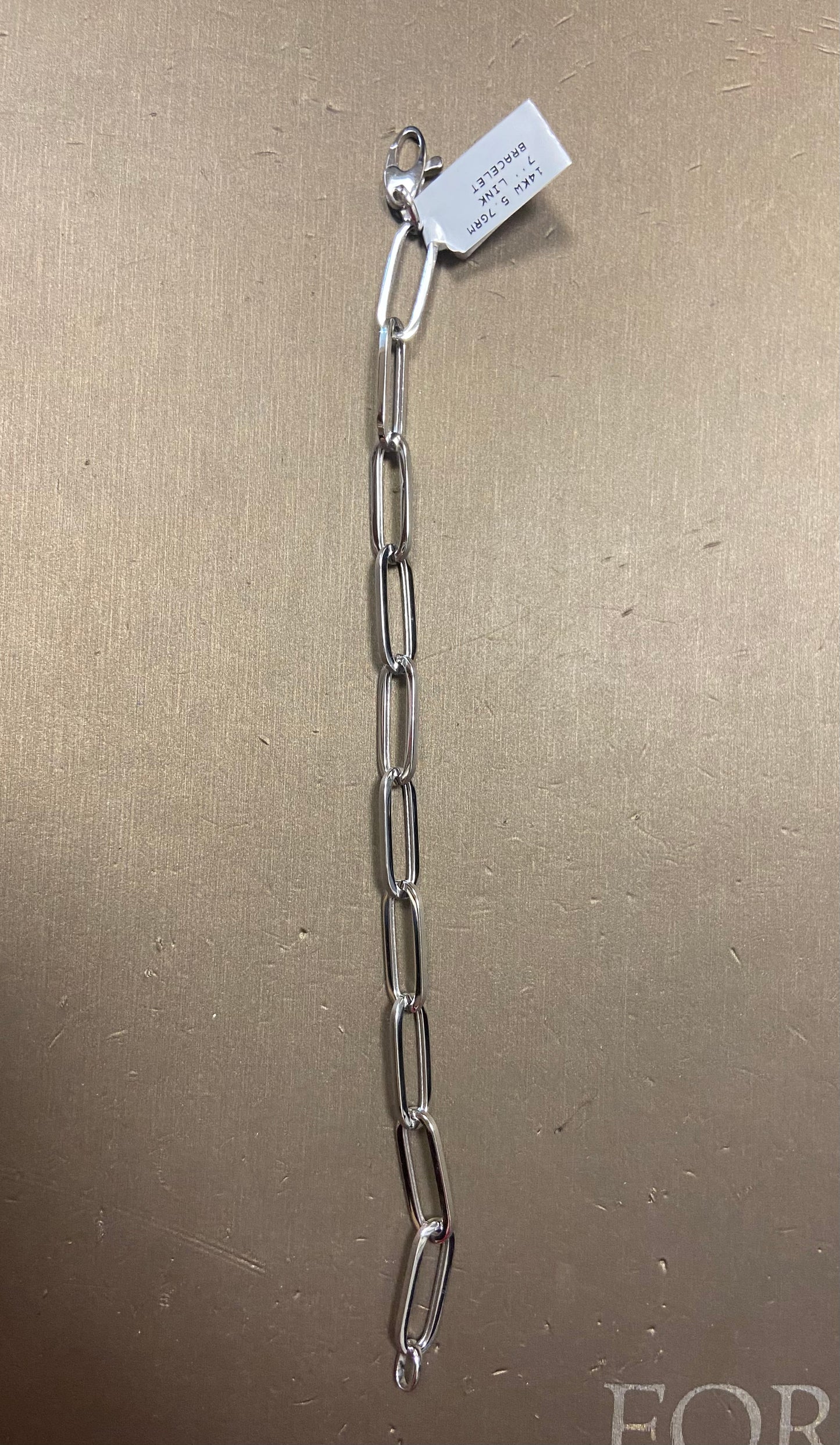 14K White Gold Link Bracelet