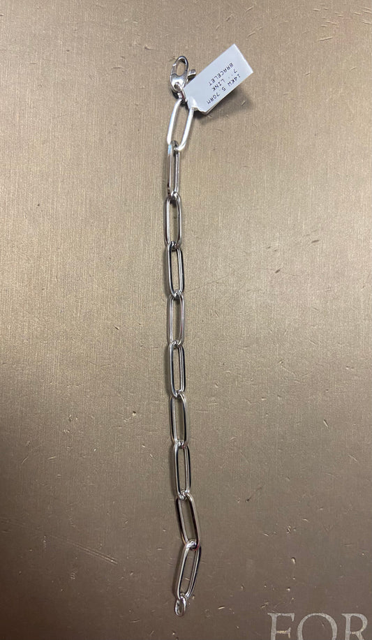 14K White Gold Link Bracelet